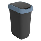 Rotho - Rotho twist afvalbak met swingdesksel 25l - zwart/blauw - bpa-vrij - incl 6 sticker voor diverse afvalstromen
