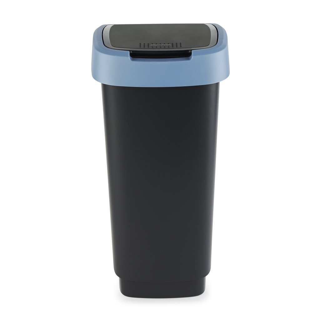 Rotho - Rotho twist afvalbak met swingdesksel 25l - zwart/blauw - bpa-vrij - incl 6 sticker voor diverse afvalstromen