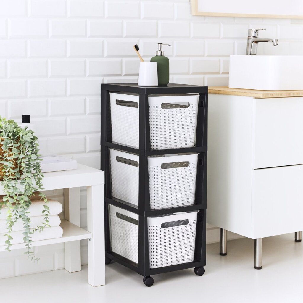 Rotho brisen - design ladekast 3 x 16 l met wielen - wit