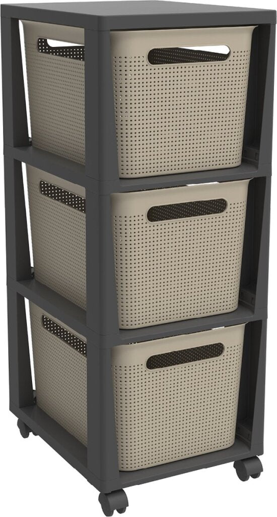 Rotho - Rotho tower brisen design ladekast 3x16l met wielen cappuccino