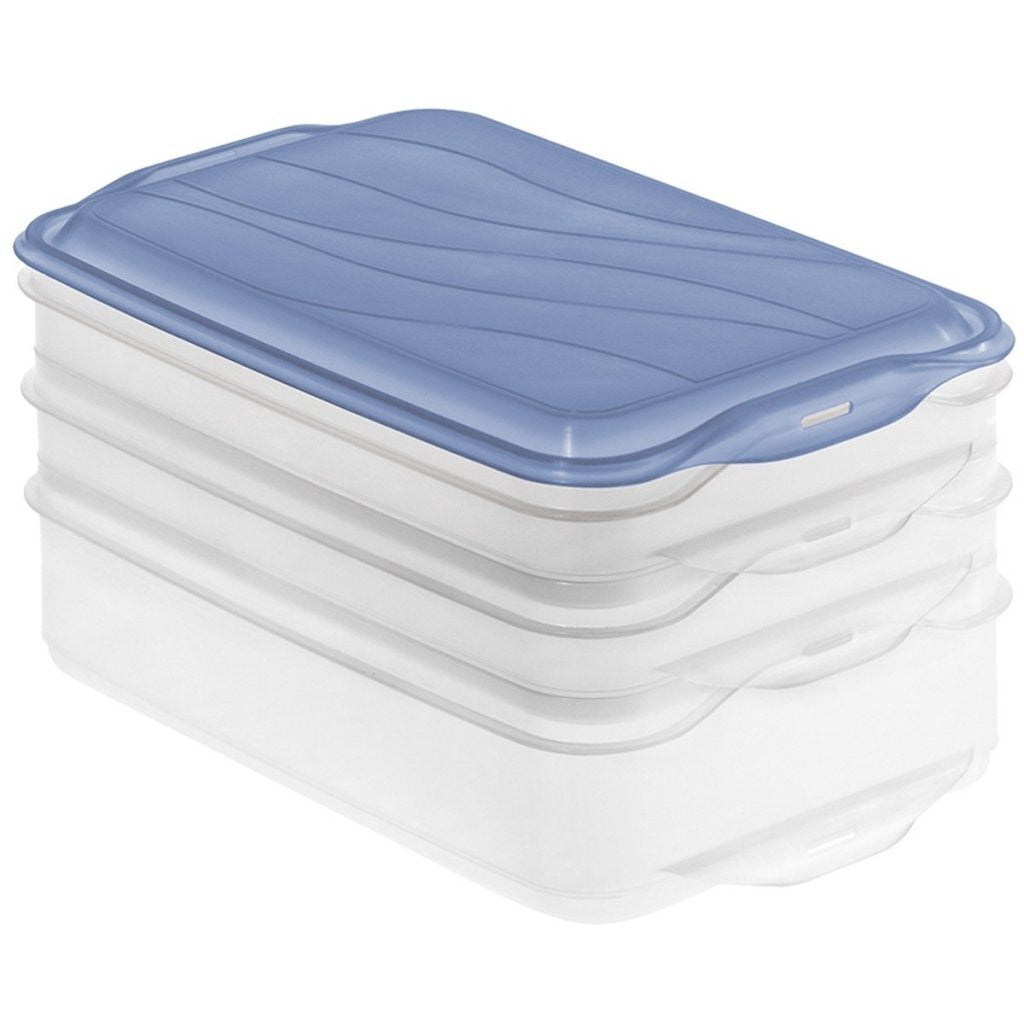 Rotho rondo vleeswarendoos 2x0.75l 1x1.35l horizon blauw transparant