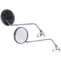 Edge spiegelset met klem m8 met helder glas - ronde vorm - zwart chroom