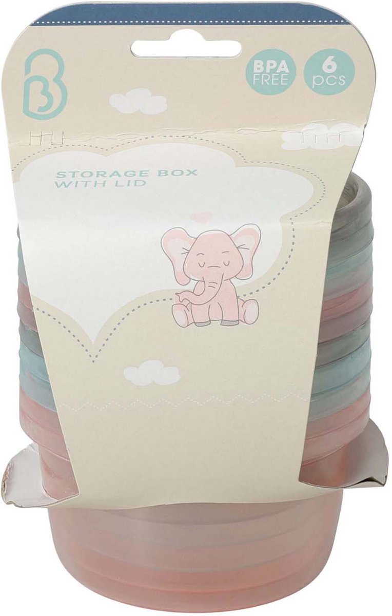 Koopman voorraaddoos baby kunststof set 6 stuks met deksel bpa-vrij.
