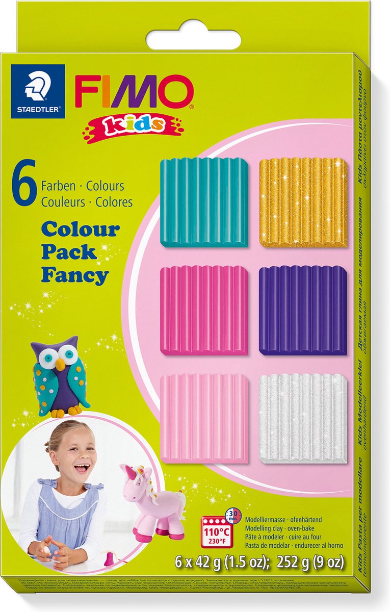 Fimo - Fimo kids -ovenhardende boetseerklei - colour pack girlie (6 x 42g)