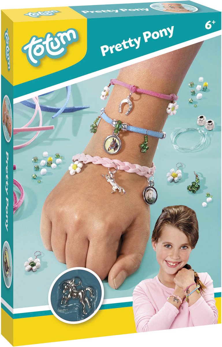Totum - Totum pretty pony - knutselset paarden sieraden maken - bedel armbandjes maken met hoefijzer en paardenbedels - creatief speelgoed meisjes knutselset - cadeautip