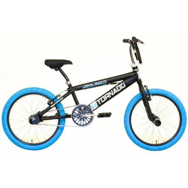 Royal - Royal Bmx fiets -bugatti tornado freestyle 20 inch - mat zwart met blauwe banden