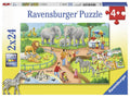 Ravensburger puzzel een dag in de dierentuin - 2x24 stukjes - kinderpuzzel