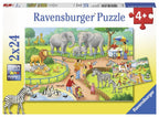 Ravensburger puzzel een dag in de dierentuin - 2x24 stukjes - kinderpuzzel