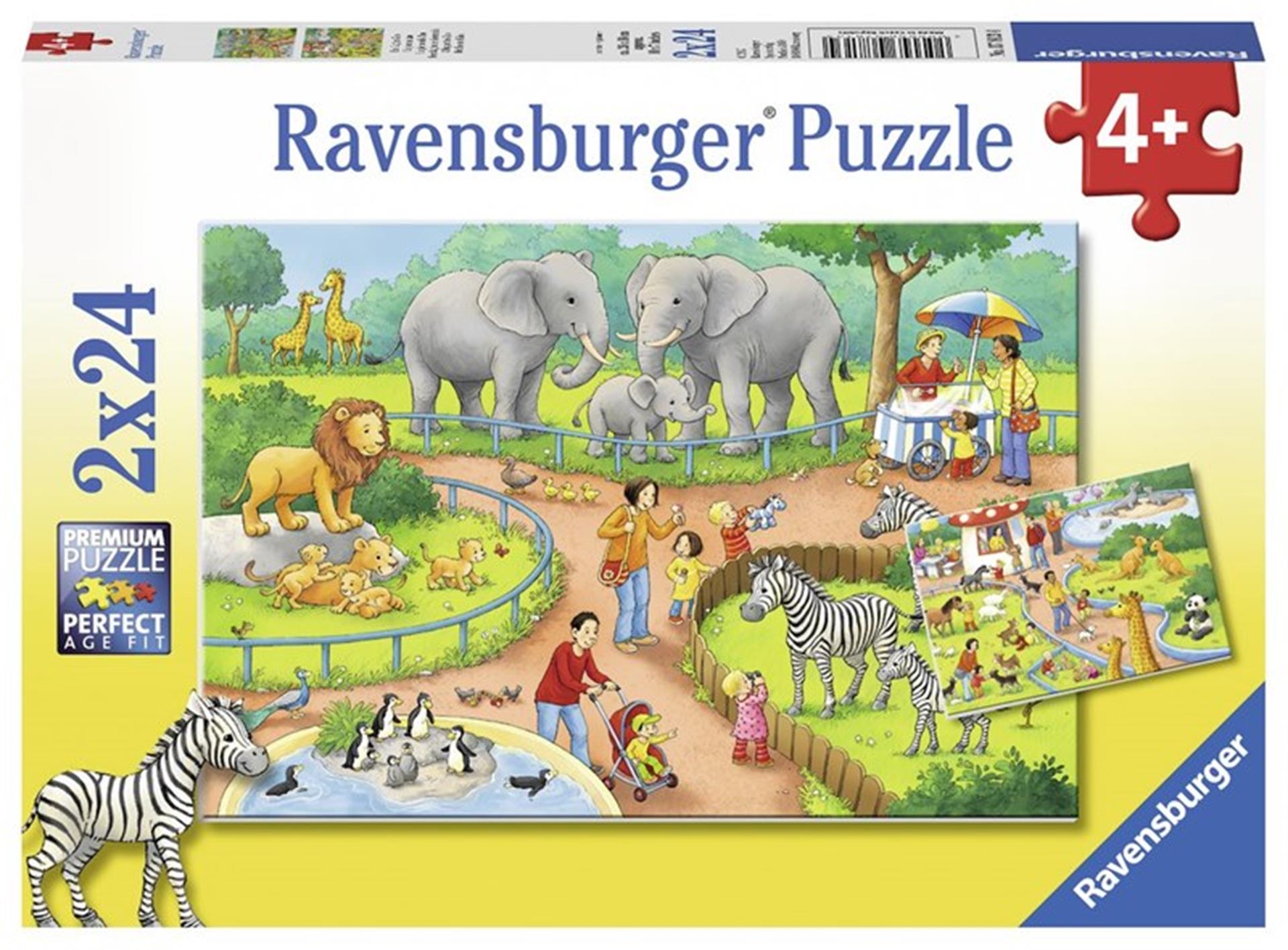 Ravensburger puzzel een dag in de dierentuin - 2x24 stukjes - kinderpuzzel