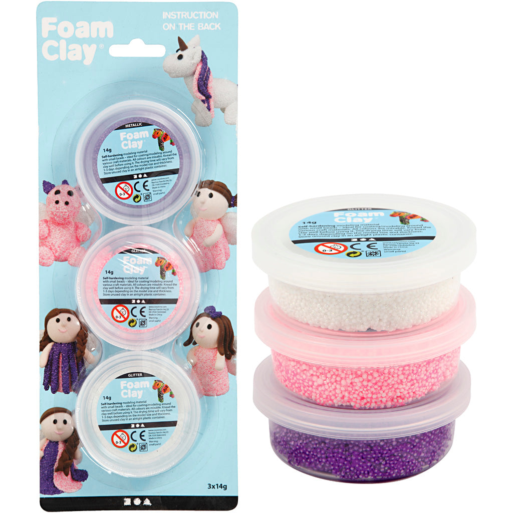 Creativ Company - Creativ Company Https://www.cchobby.nl/foam-clayr-glitter-metallic-roze-paars-wit-3x14-gr-1-doos