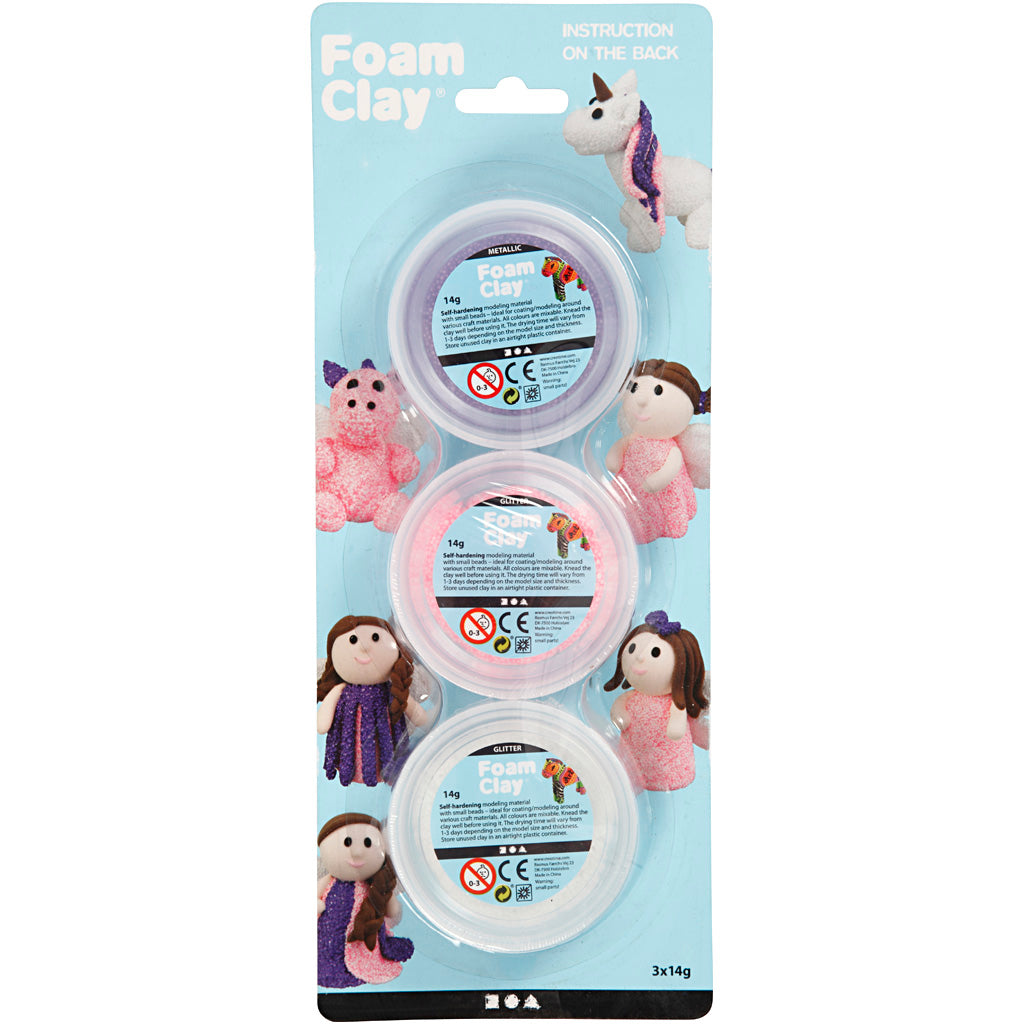 Creativ Company - Creativ Company Https://www.cchobby.nl/foam-clayr-glitter-metallic-roze-paars-wit-3x14-gr-1-doos