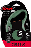 Flexi - rollijn classic tape olijfgroen s - lijn - groen - green - tot 15kg