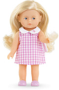 Corolle - babypop mini corolline rosy met roze geruite jurk pop.