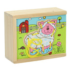 Lobbes houten rijgpuzzel boerderij, set van 4