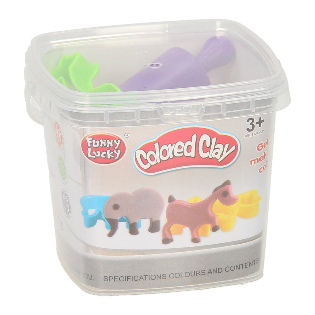 Lobbes - Lobbes Kleiset in opbergbox met uitsteek dierenvormen - 3 kleuren klei
