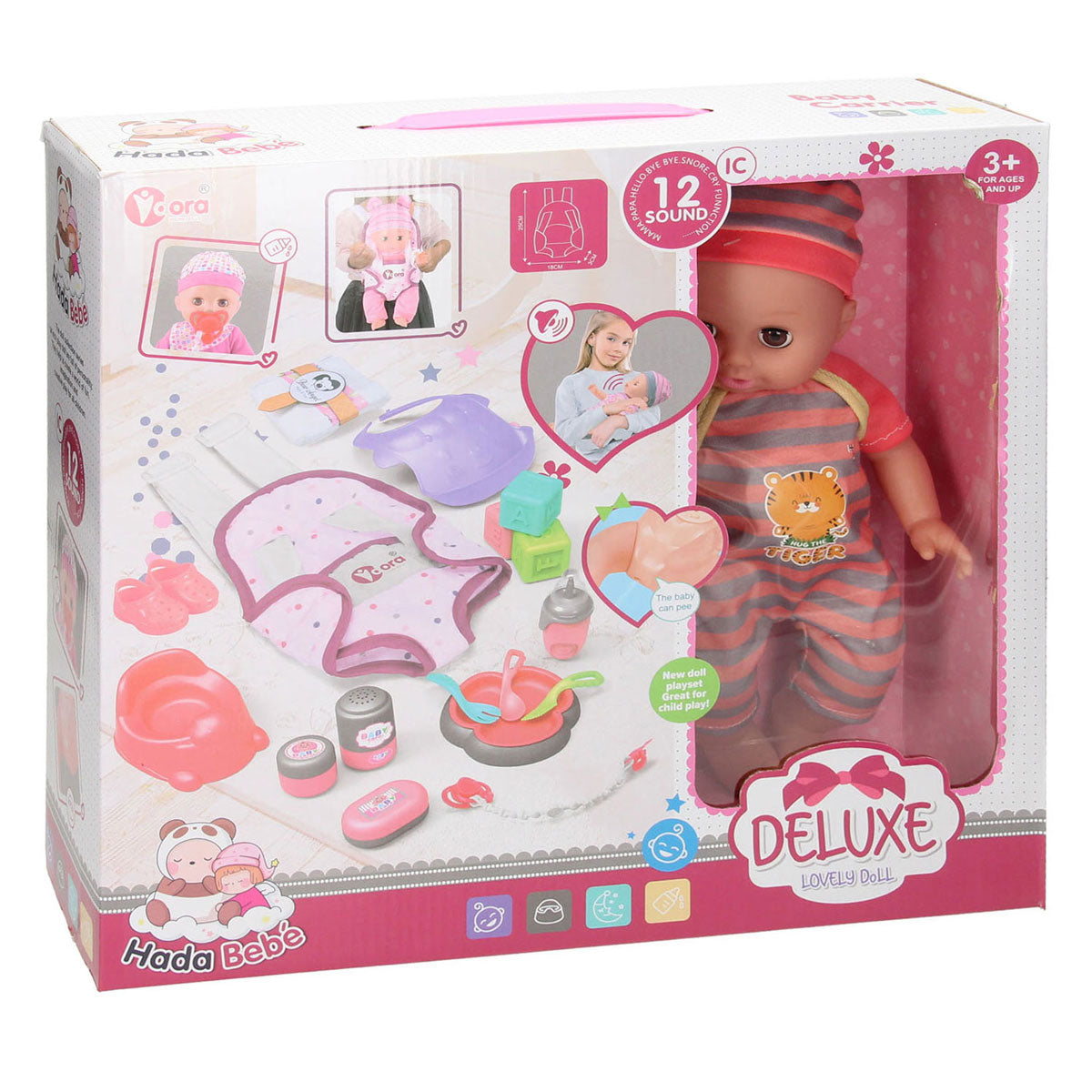 Lobbes Speelgoed- Lobbes SpeelgoedDeluxe poppenset buikdraagtas
