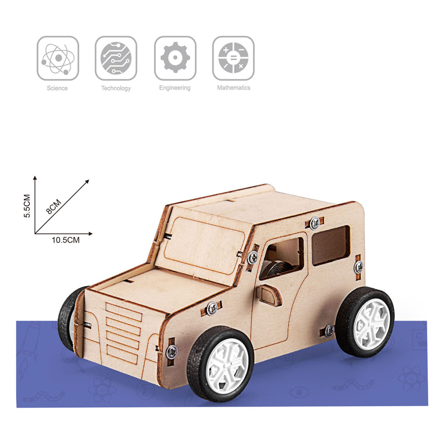 Houten bouwpakket pull string auto