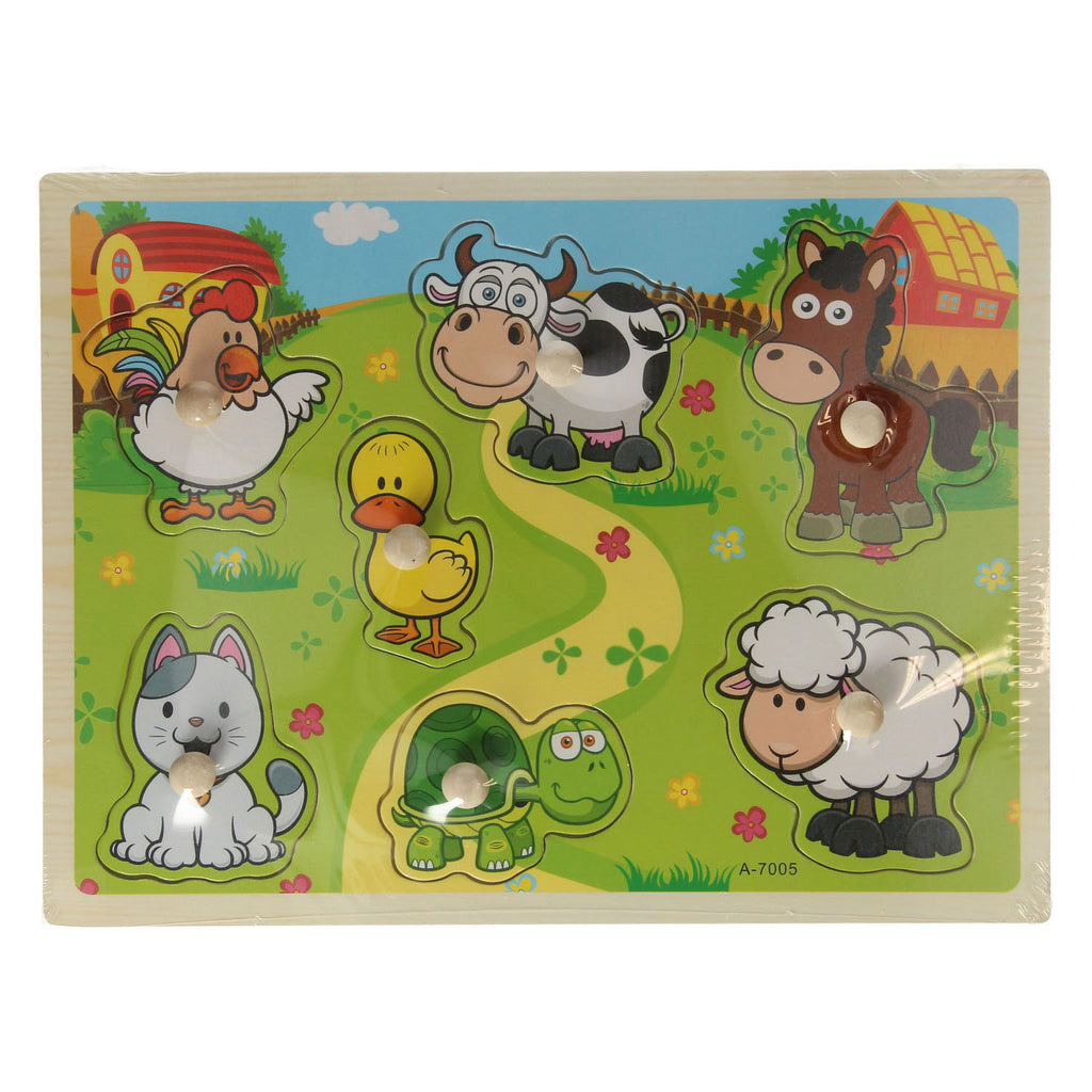 Lobbes - Lobbes Houten noppenpuzzel boerderijdieren 7st.