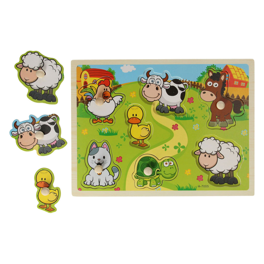 Lobbes - Lobbes Houten noppenpuzzel boerderijdieren 7st.