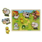 Lobbes - Lobbes Houten noppenpuzzel boerderijdieren 7st.