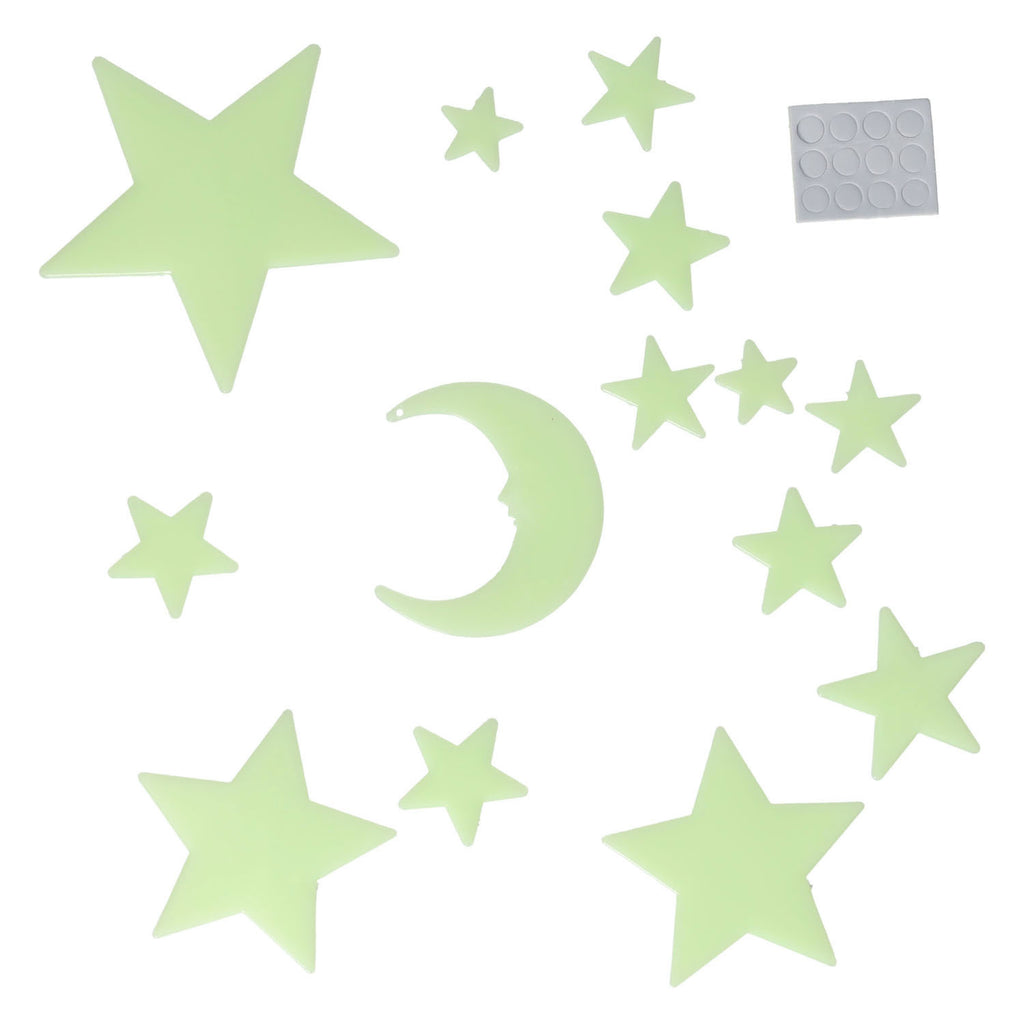 Glow in the dark set maan en sterren