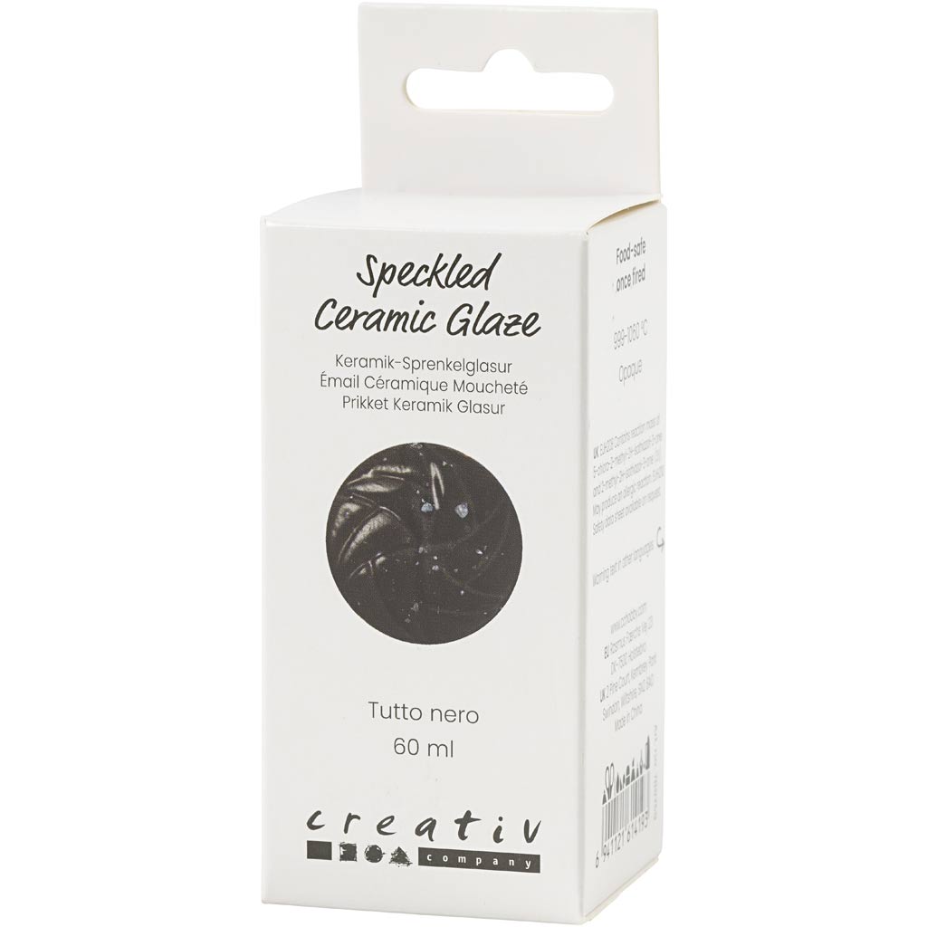 Creativ company gespikkeld keramiek glazuur 999-1060 c dekkend tutto nero - 60ml