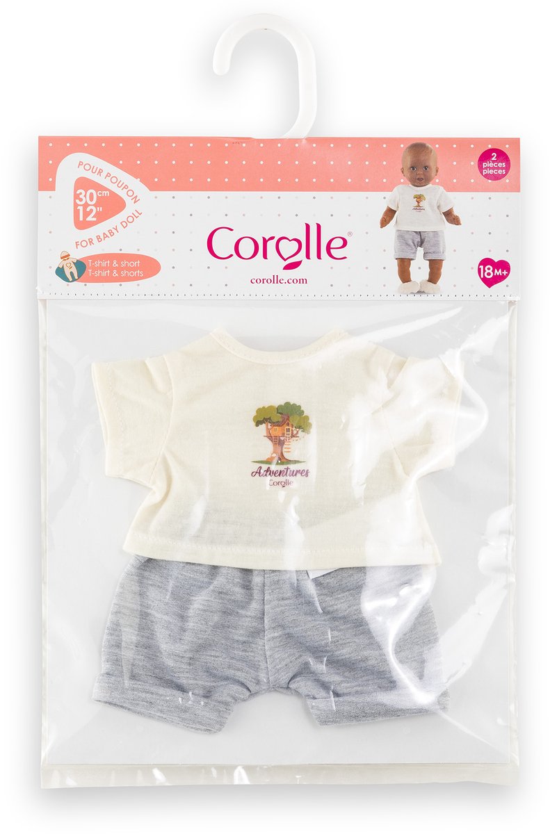 Corolle - poppenoutfit t-shirt en korte broek kleine ontdekker 30cm.