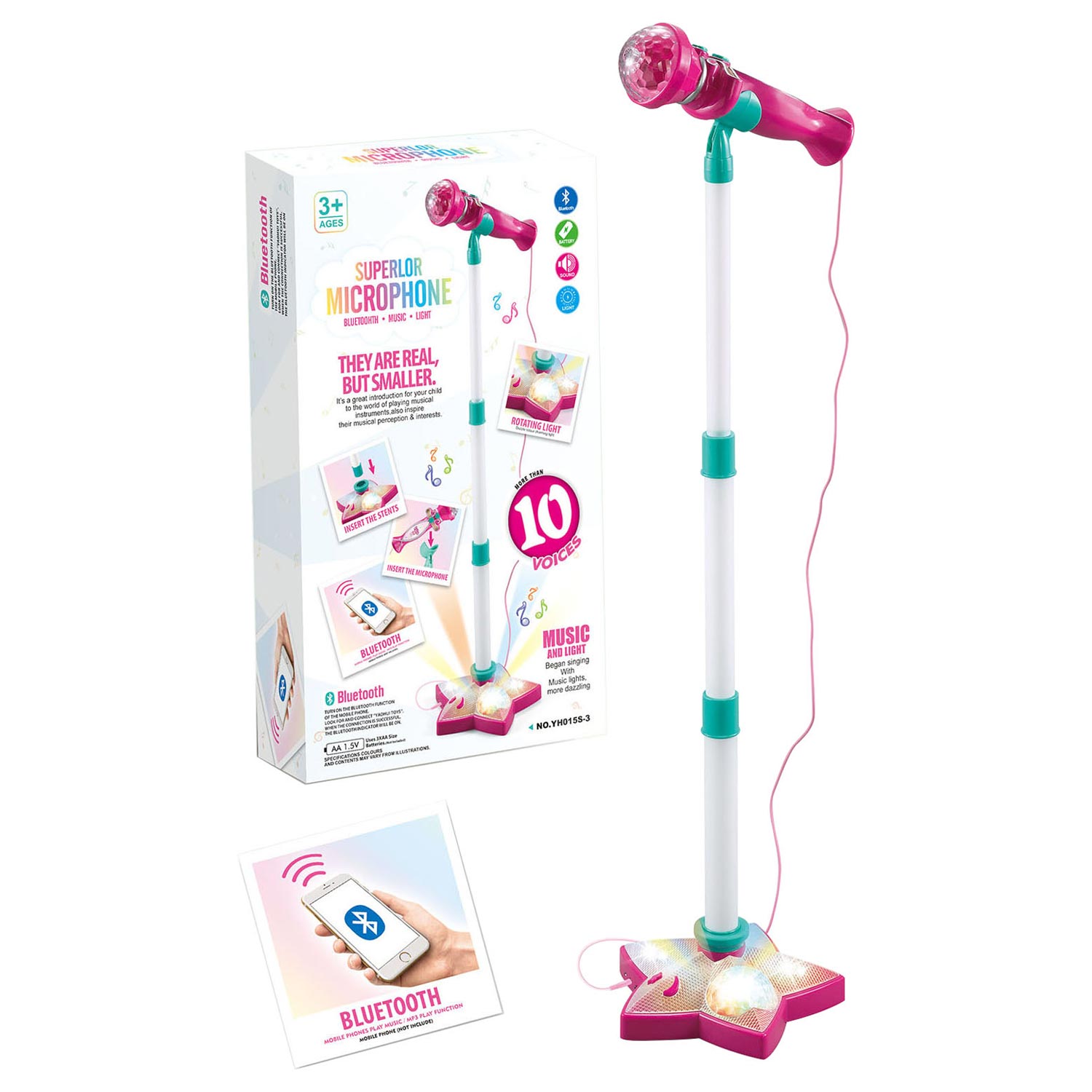 - Microfoon met Licht en Geluid met Bluetooth