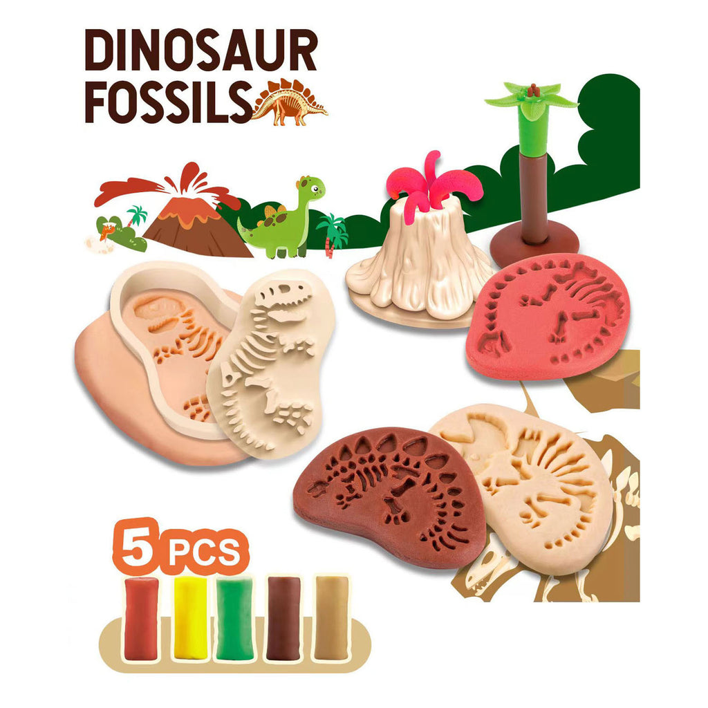 - Kleiset Dinosaurus Fossielen - 5 Kleuren Klei
