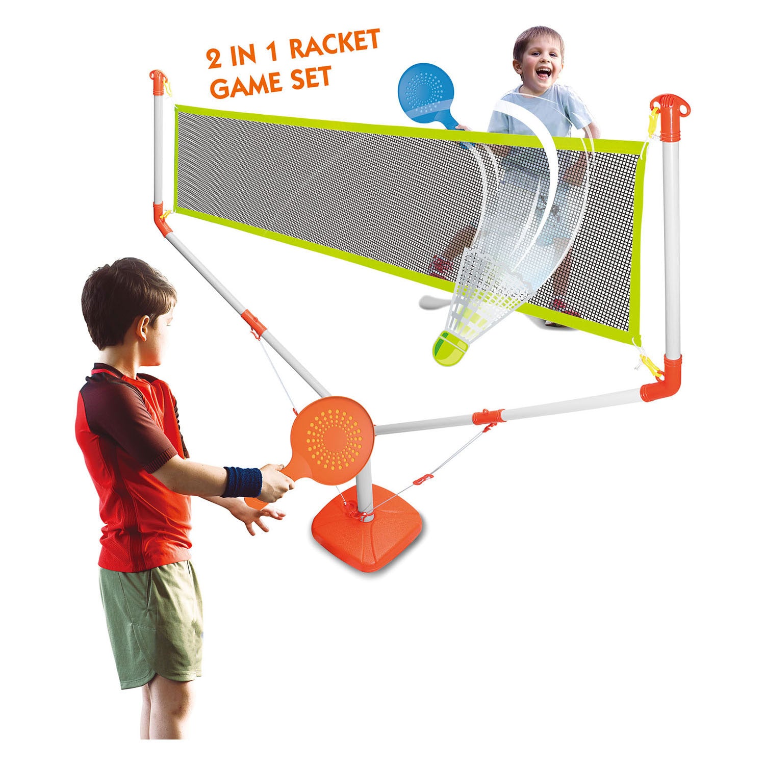 Verplaatsbaar sportnet met rackets