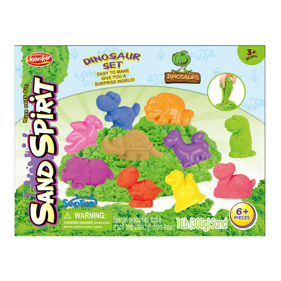 - Speelzand met 4 Dino Vormen