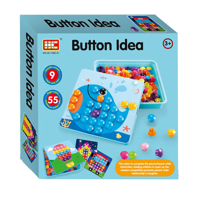 - Kleurenbuttons met Opbergbox Blauw 55dlg.