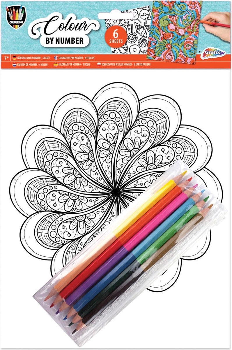 Grafix kleuren op nummer a4 - mandala