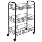 Metaltex tomado- siena keukentrolley met wielen 41x23x63 cm zwart