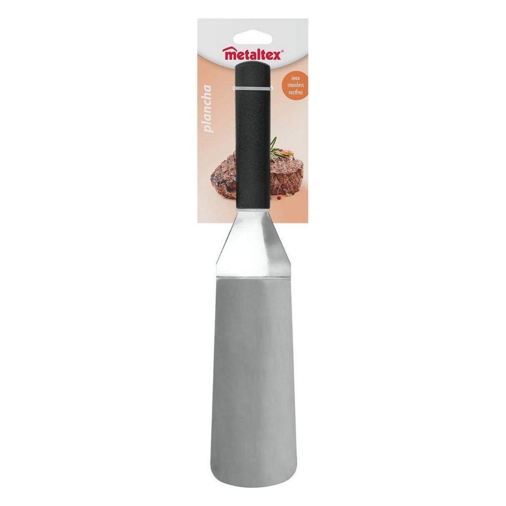 Metaltex plancha rechthoekige barbecue spatel 35 cm rvs zwart