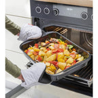 Metaltex katoenen ovenhandschoenen 14x14 cm grijs wit 2 stuks