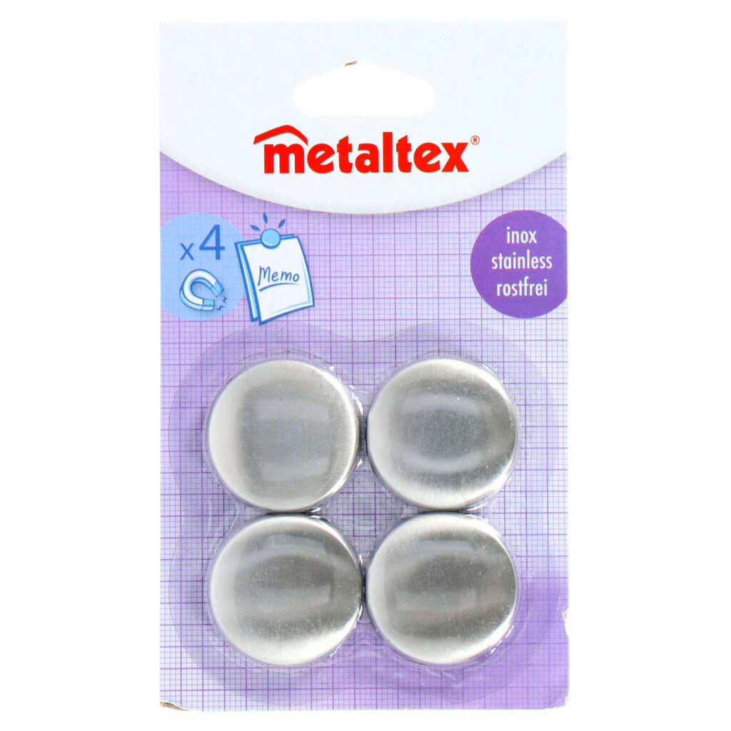 Metaltex magneten rond 4 stuks rvs