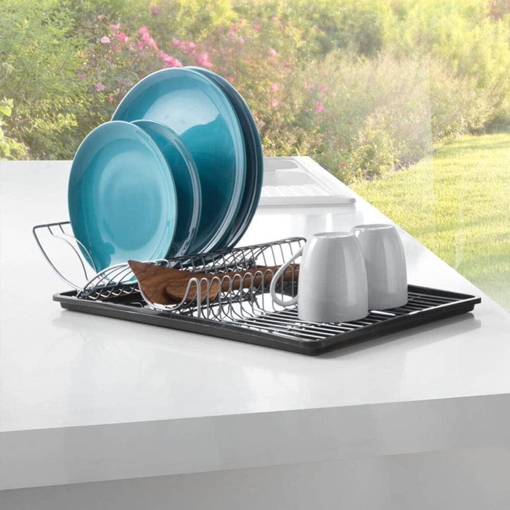 Metaltex afdruiprek wingtex 51x31 cm antraciet zilver 2-delig