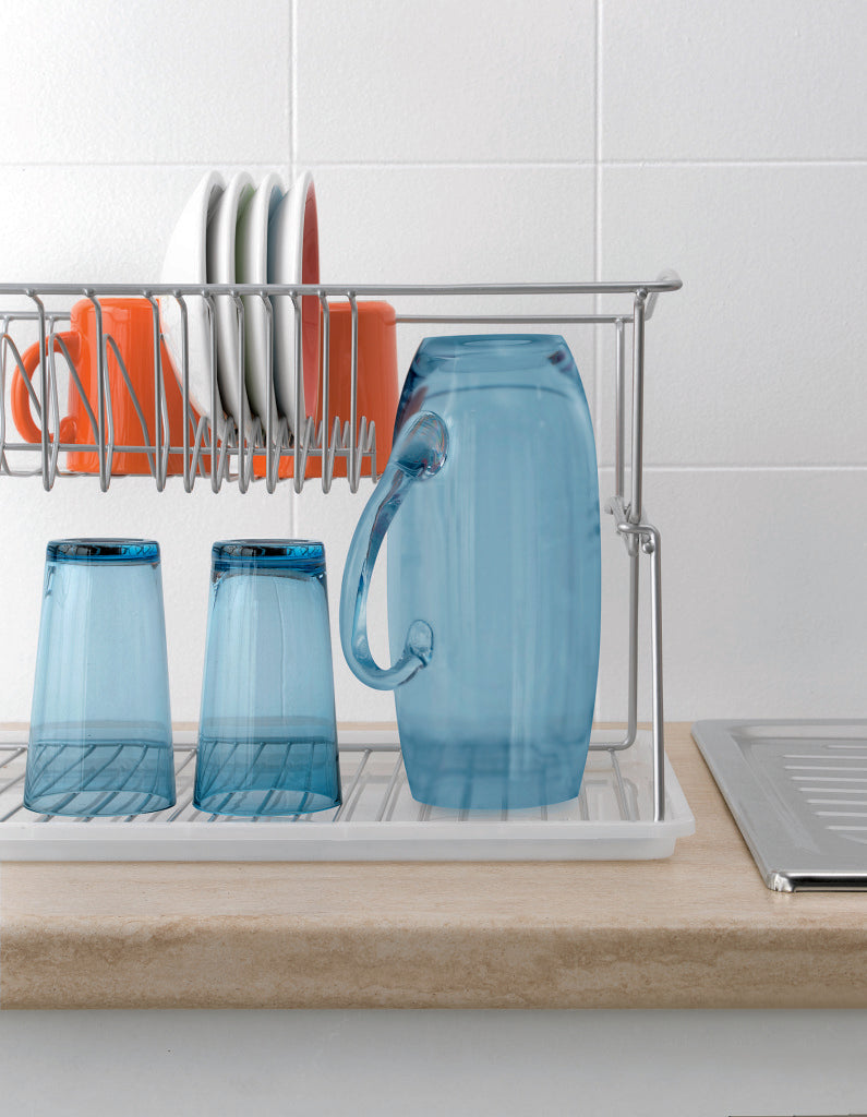 Tomado-metaltex tomado-metaltex silver afdruiprek 45x31x28cm 2 verdiepingen