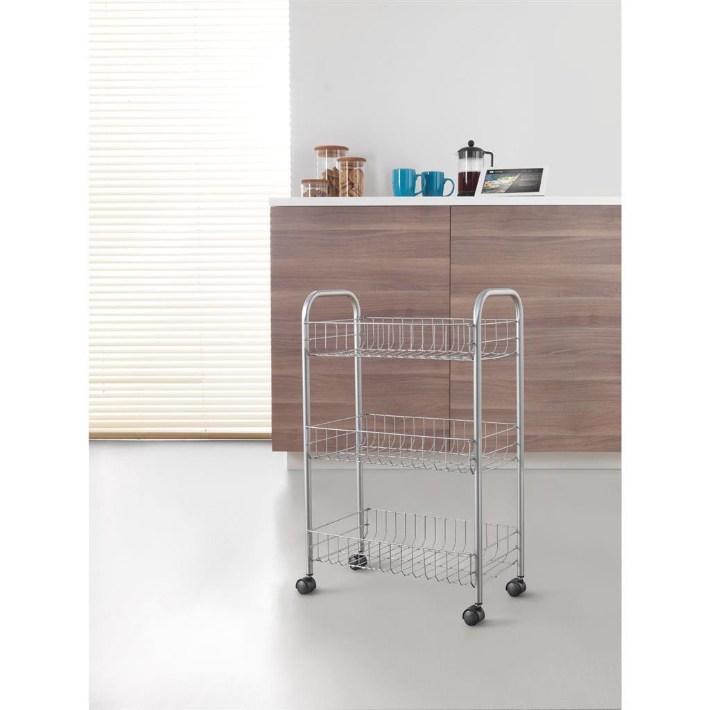 Metaltex - Metaltex Tomado keuken/badkamer opbergtrolley lugano 41x23x63 cm wieltjes