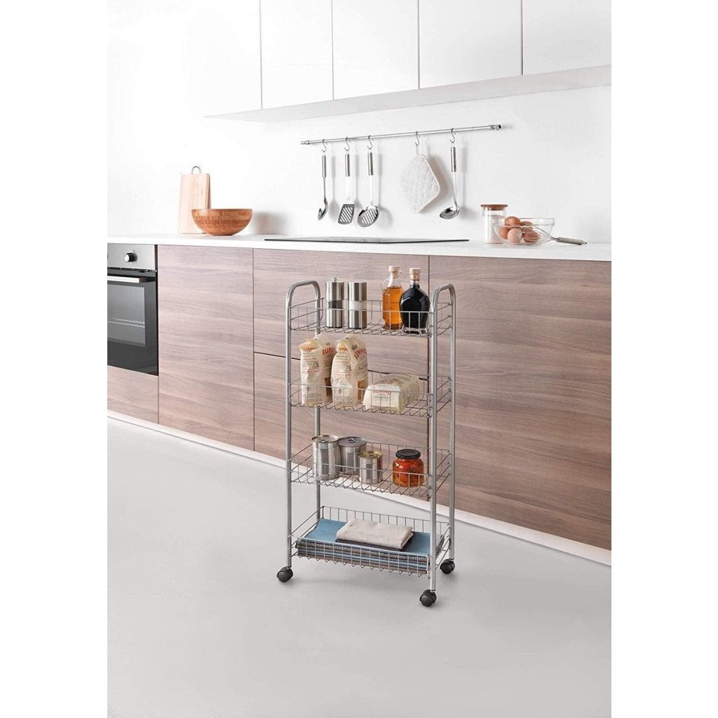 Metaltex keuken badkamer opbergtrolley ascona 41x23x84 cm wieltjes