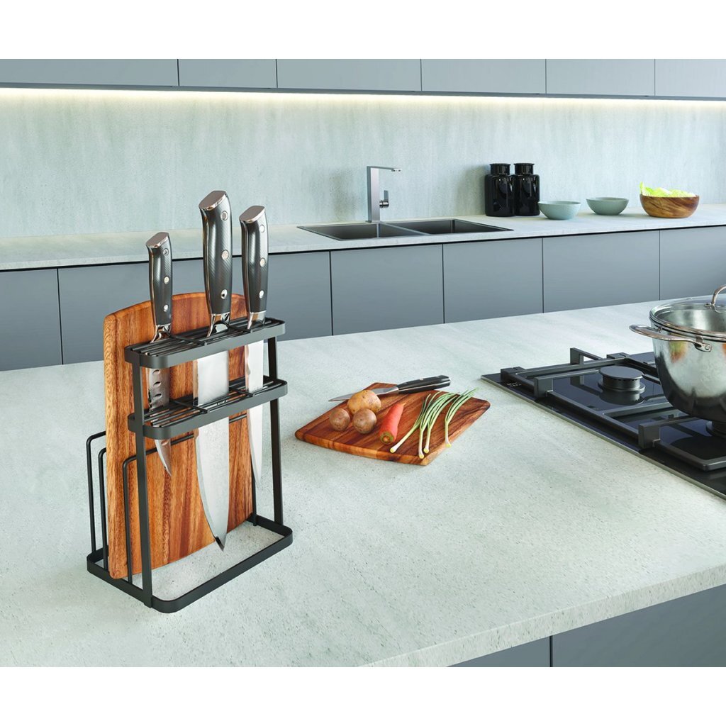 Metaltex tokyo line rek voor messen en snijplanken 16x12x22 cm zwart