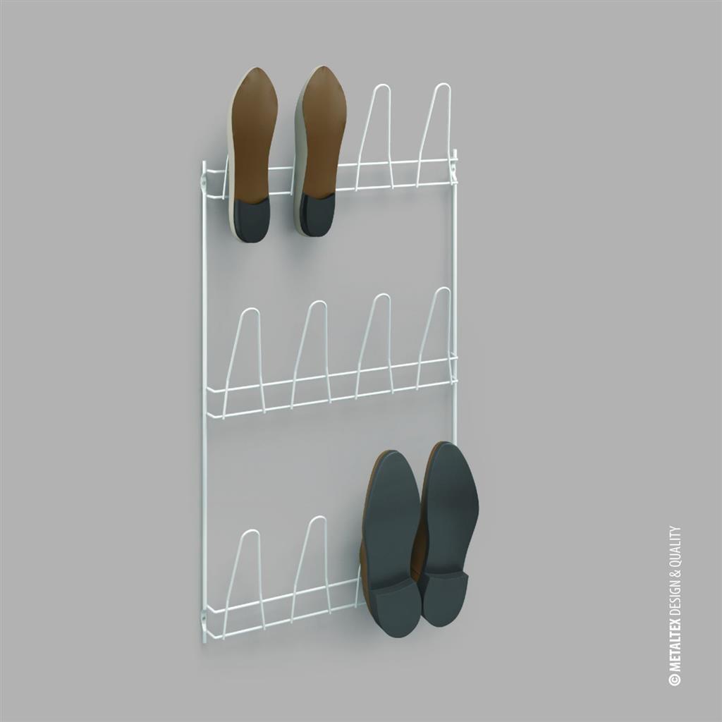 Metaltex - Metaltex wandschoenenrek penny 6 paar schoenen 41x77 cm wit
