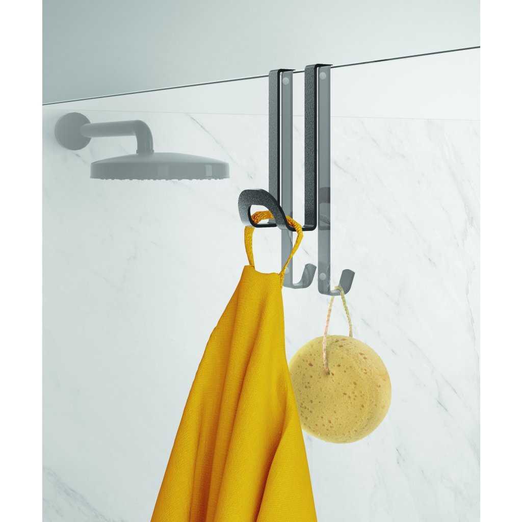 Metaltex - Metaltex dubbele haak voor aan douchewand 5x6x14 cm zwart