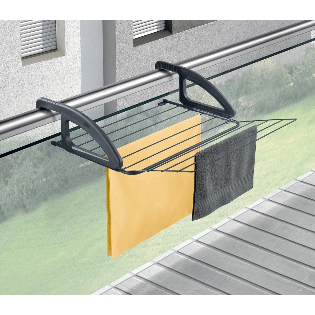 Tomado - Tomado - droogrek hangend bries - 6 meter drooglengte - ophangen aan radiator deur douchewand of balkon - verstelbare ophanghaken - zwart