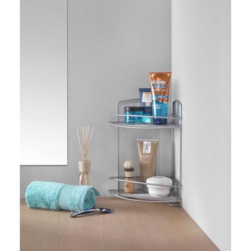 Metaltex - Metaltex onda badkamer-hoekrek 2 etages 22x22x35 cm zilver