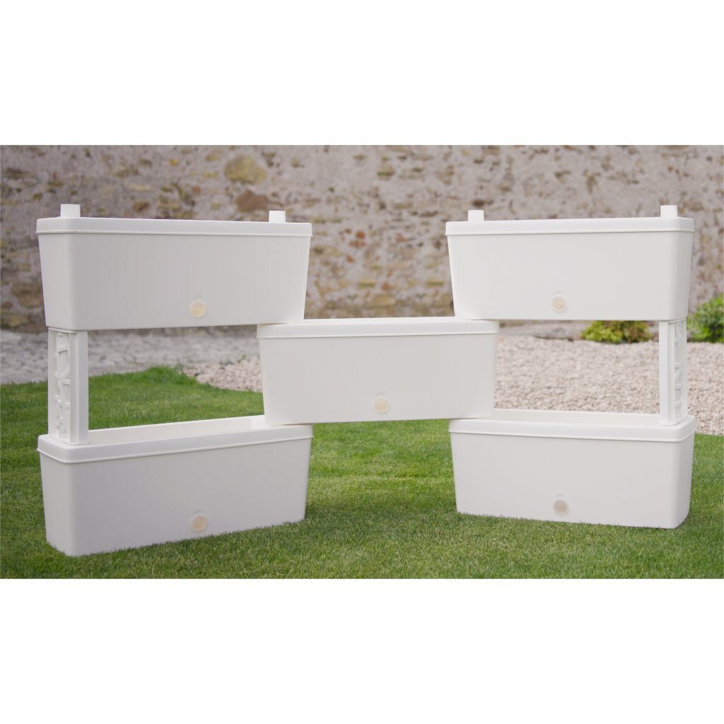 Bama brick koppelbare plantenbakken 75l 59x23x27 cm 5 stuks wit