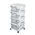 Bama insieme ladesysteem met wieltjes 4 laden 36x40x80 cm wit transparant