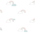 Noordwand behang mondo baby clouds wit blauw roze