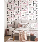 Noordwand Noordwand Behang Friends Coffee Words and Letters roze en zwart
